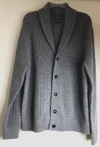 Jos. A. Bank Sz L Executive Collection Gray Lambswool Cardigan Shawl Collar READ - Picture 1 of 7