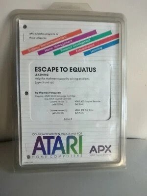 Escape to Equatus; Atari 400/800/XL/XE; Disk w/manual APX-20190; Plastic Cover - Image 1 of 2