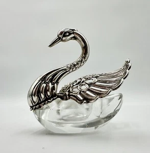 Saliere als Schwan. Bewegl. Flügel. Schwan Silber 835. Saliere in Kristallglas - Bild 1 von 8