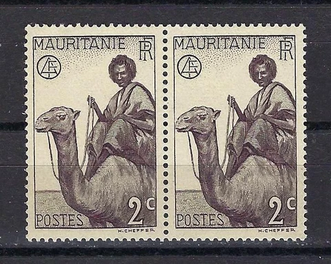 Mauritania 1938 Sc# 76 Camel Rider French colony pair MNH Cover