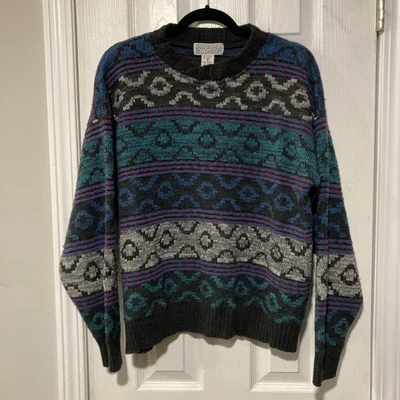 Vintage 90s Method Mens Size M Sweater Wool Blend Multicolor Pullover Retro - Image 1 of 4