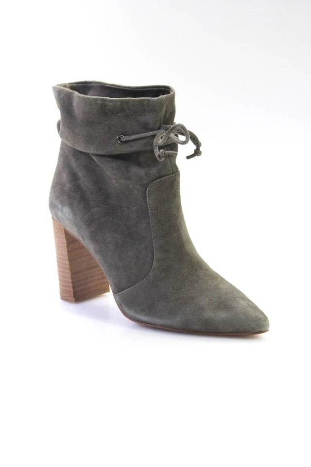 Tahari Mujer Gris Gamuza Con Cordones Tacones Bloque Botines Zapatos Talla 7.5M Foto 1 de 4