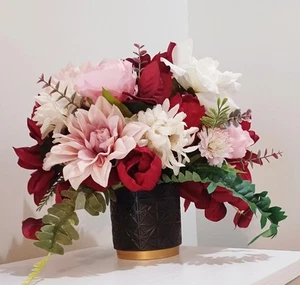 Beautiful Artificial Arrangement Dahlia Peonies Tulips Fern Centerpiece - Picture 1 of 5