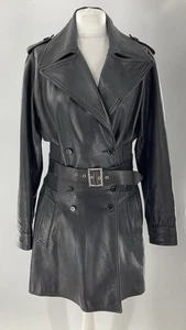 Dolce & Gabbana D&G Black Lambs Leather Knee Length Trench Coat Women’s Uk 14 46 - Picture 1 of 17
