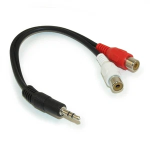 4 inch Mini Jack 3.5mm Male Stereo Plug to 2 RCA Female Jack adapter cable - Picture 1 of 2