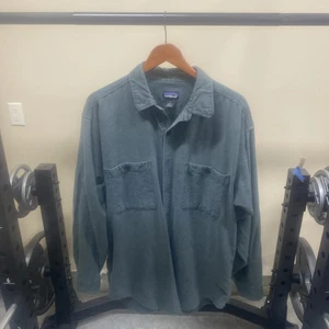 Camisa vintage 51884 Patagonia Hong Kong lona pesada abotonada verde, grande para hombre - Imagen 1 de 7
