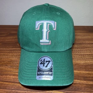 Gorra ajustable con tirantes verde rosa limpieza marca Texas Rangers '47 NUEVO - Imagen 1 de 7