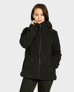 32 Grad Hitze Damen Teddy Sherpa Jacke durchgehender Reißverschluss (schwarz, Small) Neu mit Etikett 7 - Bild 1 von 1