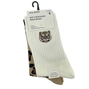 ALDO Not Your Basic Wild” Leopard & Tiger Crew Socks 2-Pair NWT, Animal Print - Picture 1 of 11