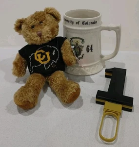 University Of Colorado Buffaloes Bundle - Bear Stuffy, Vintage Stein, Clapper - Picture 1 of 14