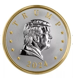 2024 Donald Trump 1 oz Silver Presidential Medal Gold Gilded in Capsule - Picture 1 of 4