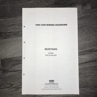 1992 Ford Mustang Electrical Wiring Diagrams Schematics Ford FPS-12136-92E - Image 1 of 4
