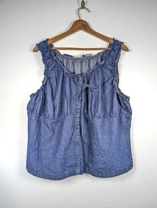 Y2K Milkmaid Tank Top Size 22W 24W Cropped Denim Babydoll Western Festival Boho - Picture 1 of 7