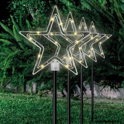 Xmas Christmas Lytworx Festive 50cm Solar Star Stake Lights Warm White - 4 Pack - Image 1 of 2