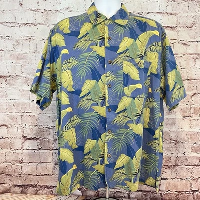 Trader Bay Men’s Blue Tropical Button Up Short Sleeve Hawaiian Shirt Size Large - Image 1 of 4