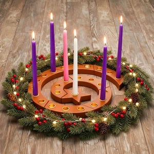 1 Juego Candelabro de Adviento de Navidad Espiral de Madera Waldorf Calendario de Adviento Se... - Imagen 1 de 7