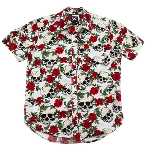 WXYZ MFG Co Skull & Roses Button-Up Shirt Men’s Medium 100% Cotton Rockabilly - Picture 1 of 6