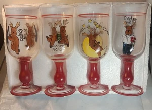 Pottery Barn Rainbow Mountain Reindeer Christmas Handpainted Goblets - Picture 1 of 11