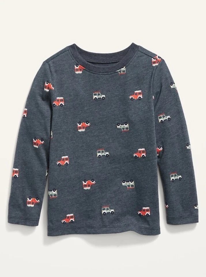 Camiseta manga longa estampada Old Navy infantil masculina estampa jipe tamanho 12-18 meses - Imagem 1 de 1
