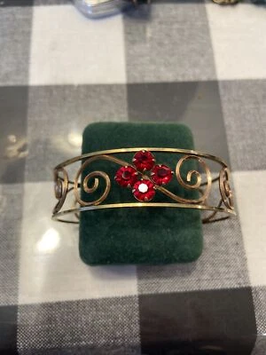 Brazalete vintage de oro amarillo rosa de 12 k firmado por Harper de la década de 1950 DEMEI Foto 1 de 4