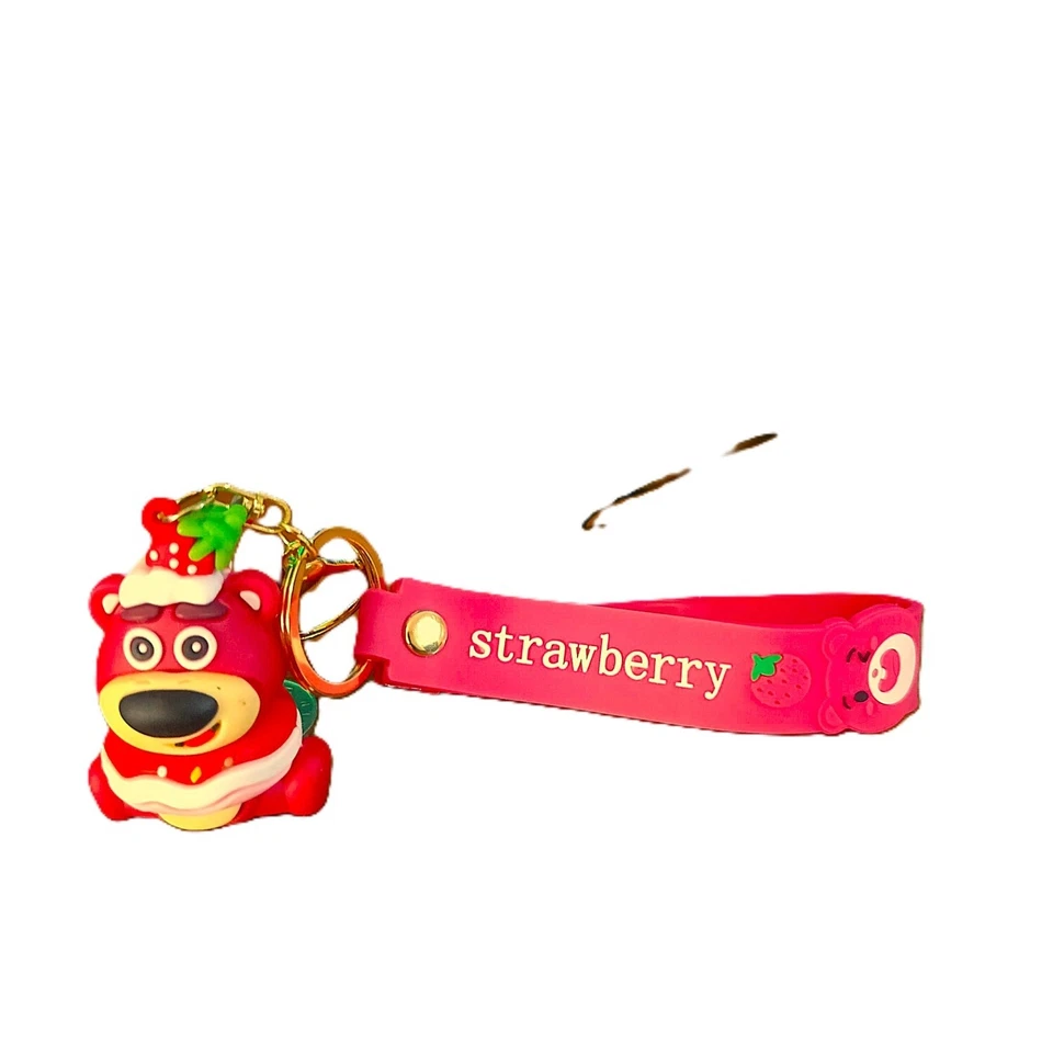 Lotso Bear Strawberry Keychain Keyring Bag Charm Pom Pendant Doll Toy Story - Image 1 of 2