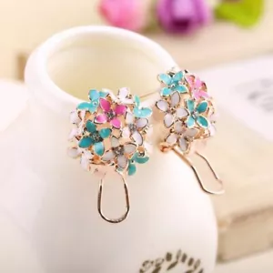 Orecchini pendenti strass cristallo fiore orecchini borchie gioielli donna - Foto 1 di 16