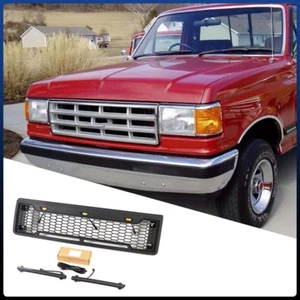 Raptor Style Front Grill fits for Ford F150 1987-1991 W/Letters W/Lights Black - Picture 1 of 6
