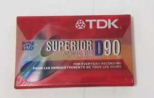 New TDK 90 Minute Superior D90 New Blank Sealed Audio Cassette Tape Normal Bias - Picture 1 of 2