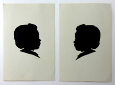 Vintage Folk Art Silhouette Pair Girl Paper Cut Wisdom Paul's Studio Riverview