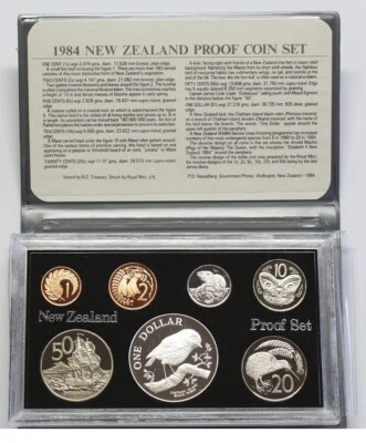 New Zealand - 1984 - Silver Proof Coin Set --  Black Robin Bird - Image 1 of 2
