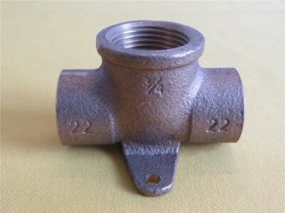 Löt Fitting Decken T- Stück 22 x 3/4" (IG) x 22- Deckenscheibe Bänninger Rotguss