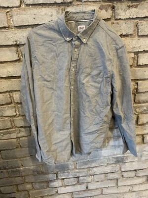 OBEY Mens Long Sleeve Button Down Shirt Size Large Gray Blue Heather Soft Cotton - Image 1 of 4
