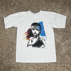 Camiseta gráfica vintage 1986 Les Miserables gris musical doble cara mediana - Imagen 1 de 11