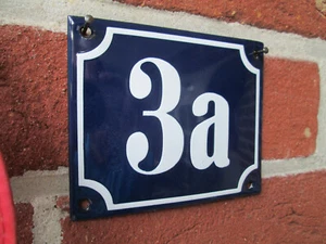 Número de casa esmalte nº 3a número blanco sobre fondo azul 12 cm x 10 cm  - Imagen 1 de 12