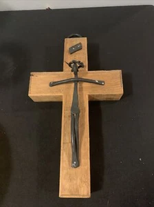 12 inch handmade wood and metal crucifix - Picture 1 of 4