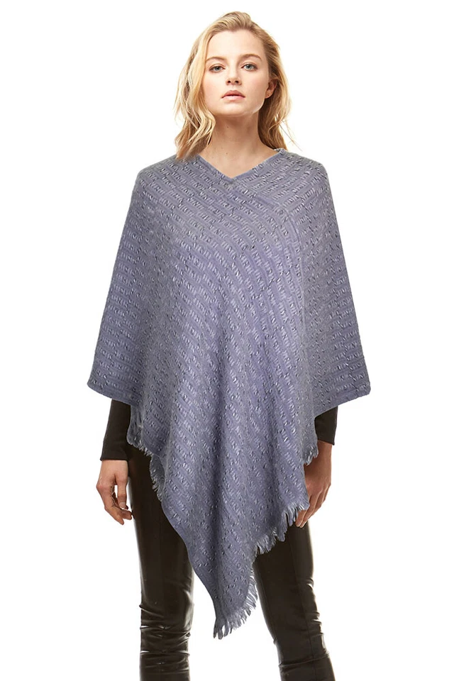 Anthropologie Style Women's Cozy Solid Color Chenille Shrug Poncho with Fringe - Image 1 of 1