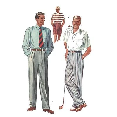 1950's Sewing Pattern: Mens Pants - Slacks Trousers Shorts - Multi-sizes - Image 1 of 4
