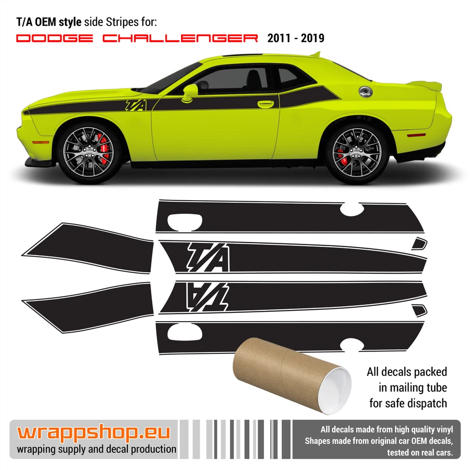 T/A rayas laterales largas para Dodge Challenger 2011-2019 Foto 1 de 3