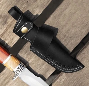 Handmade Leather Hand Crafted Belt Sheath Vertical Holster For Fixed Blade Knife - Picture 1 of 5