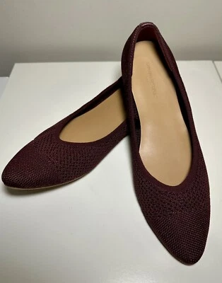 Zapatos Banana Republic Mujer 7 Ballet Planos Cómodos Borgoña Tejido Puntera Almendra Nuevos sin Caja Foto 1 de 4