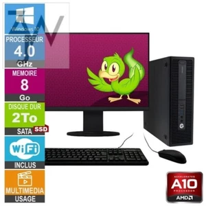 HP AMD Desktop Computer 16GB RAM 256GB SSD + 500GB HDD 22in LCD Windows 10 Wi-Fi - Picture 1 of 8