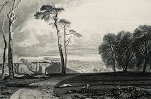 c1879 Antiker Druck Sussex BATTLE ABBEY WHERE HAROLD FIEL von J.M.W. Turner R.A - Bild 1 von 3