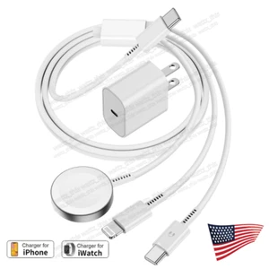 For Apple Watch Series 10 9 8 7 6 iPhone USB C Magnetic Cable 20W Fast Charger - Picture 1 of 15