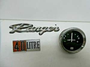 2 VINTAGE CAR EMBLEM BADGES RANGER  4.0  LITRE  AND AMP GAUGE - Bild 1 von 5
