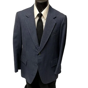 Vtg 50 60's Bespoke Blue Sport Coat MoD DISCO Jacket Gold STATIC Stripe Blazer - Picture 1 of 7