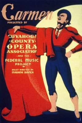 AMERICAN OPERA CARMEN TOREADOR BULLFIGHTER CUYAHOGA COUNTY VINTAGE POSTER REPRO - Image 1 of 3