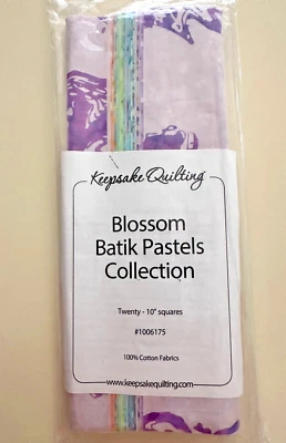 BLOSSOM BATIK PASTELS COLLECTION BY KEEPSAKE QUILTING LAYER CAKE 40 PIECES NEW - Image 1 of 3