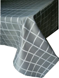 Assorted Sizes Polyester Fabric Check Woven Tablecloths Dark Gray color - Picture 1 of 6