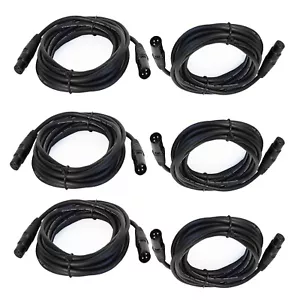 Paquete de 6 cables estéreo de cuarto hembra de cable blindado de 3 pines macho de 25 pies para DJ - Imagen 1 de 13