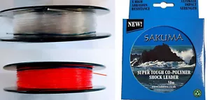 Sakuma Co-Polymer Shock Leader 60 Pfund oder 80 Pfund klar oder orange 50 m Spulen - Bild 1 von 3